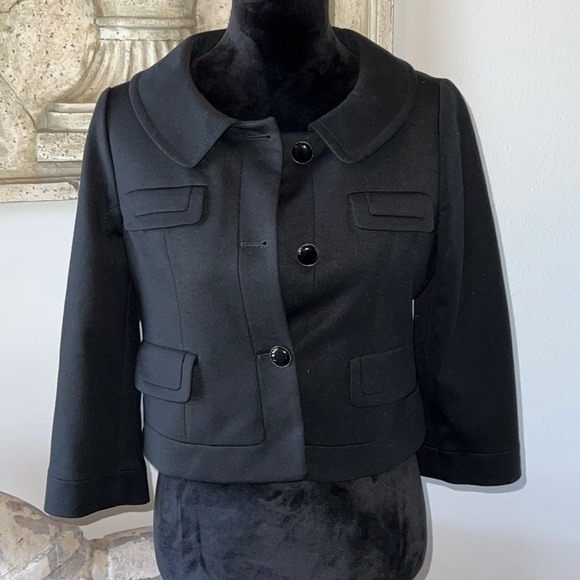 LOFT Sz 4 blazer black suit jacket large buttons lined double breasted - Picture 1 of 6